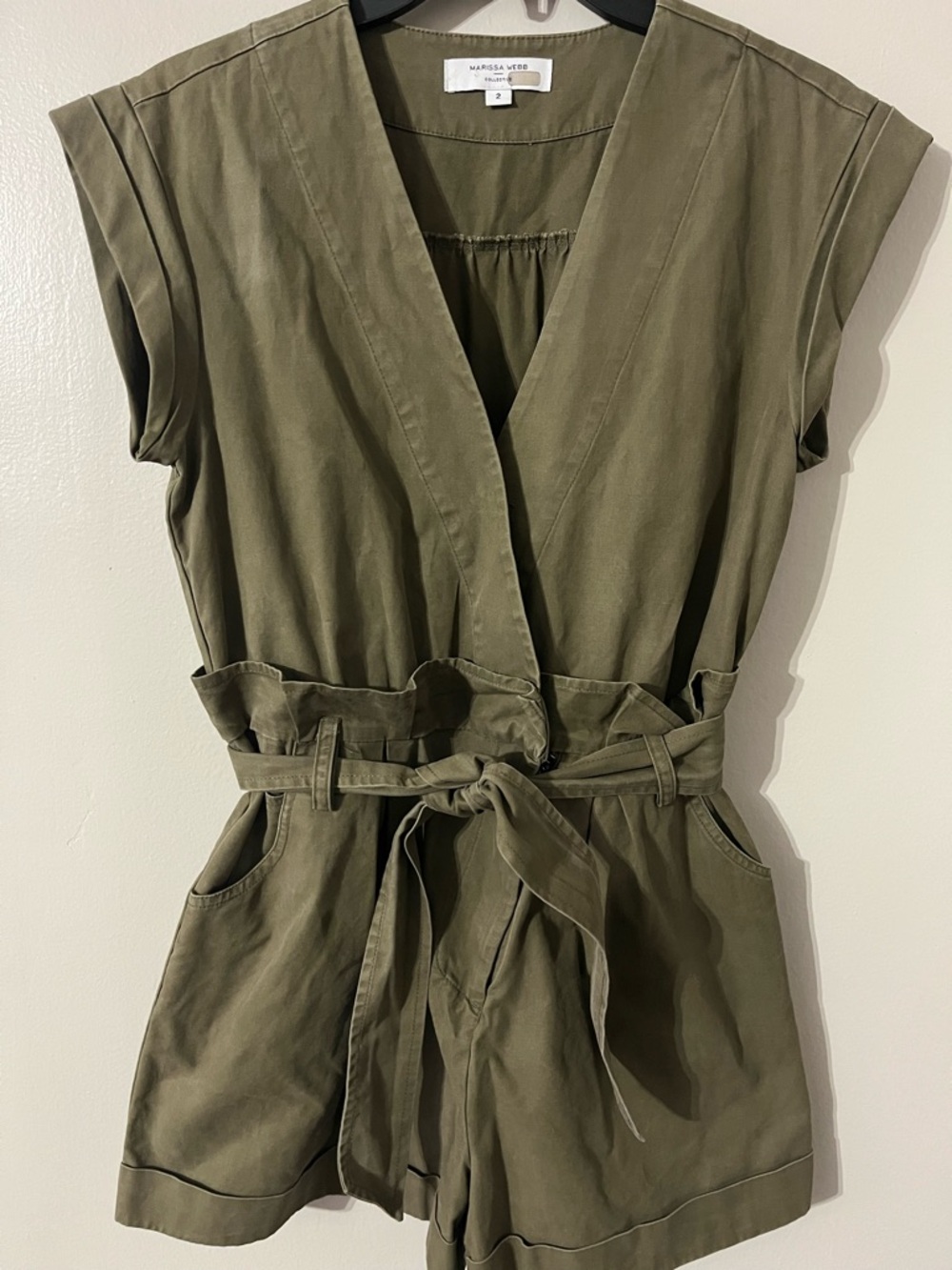 Olive Green Canvas Romper Marissa Webb Sz 2 - Picture 5 of 8